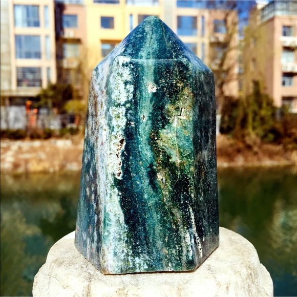 Natural Ocean Jasper gem stone tower ✨Charged✨ - Picture 6 of 7